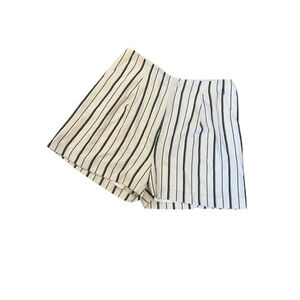 Cream & Brown Pin Stripe Wide Leg High Rise Dressy Short 12
